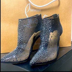 Christian Louboutin Black Constella Crystal Boots